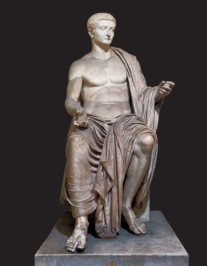 Statua dell’imperatore Tiberio rinvenuta a Privernum alla fine del Se ecento. Roma, Musei Vaticani