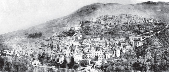 Fig.1: Veduta della città di Cori, autore anonimo.