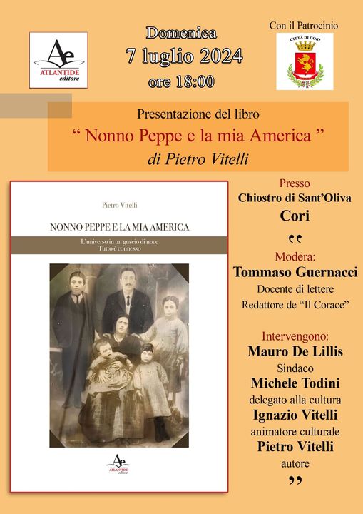Cori: presentazione del libro "Nonno Peppe e la mia America" @ Chiostro di Sant'Oliva Cori