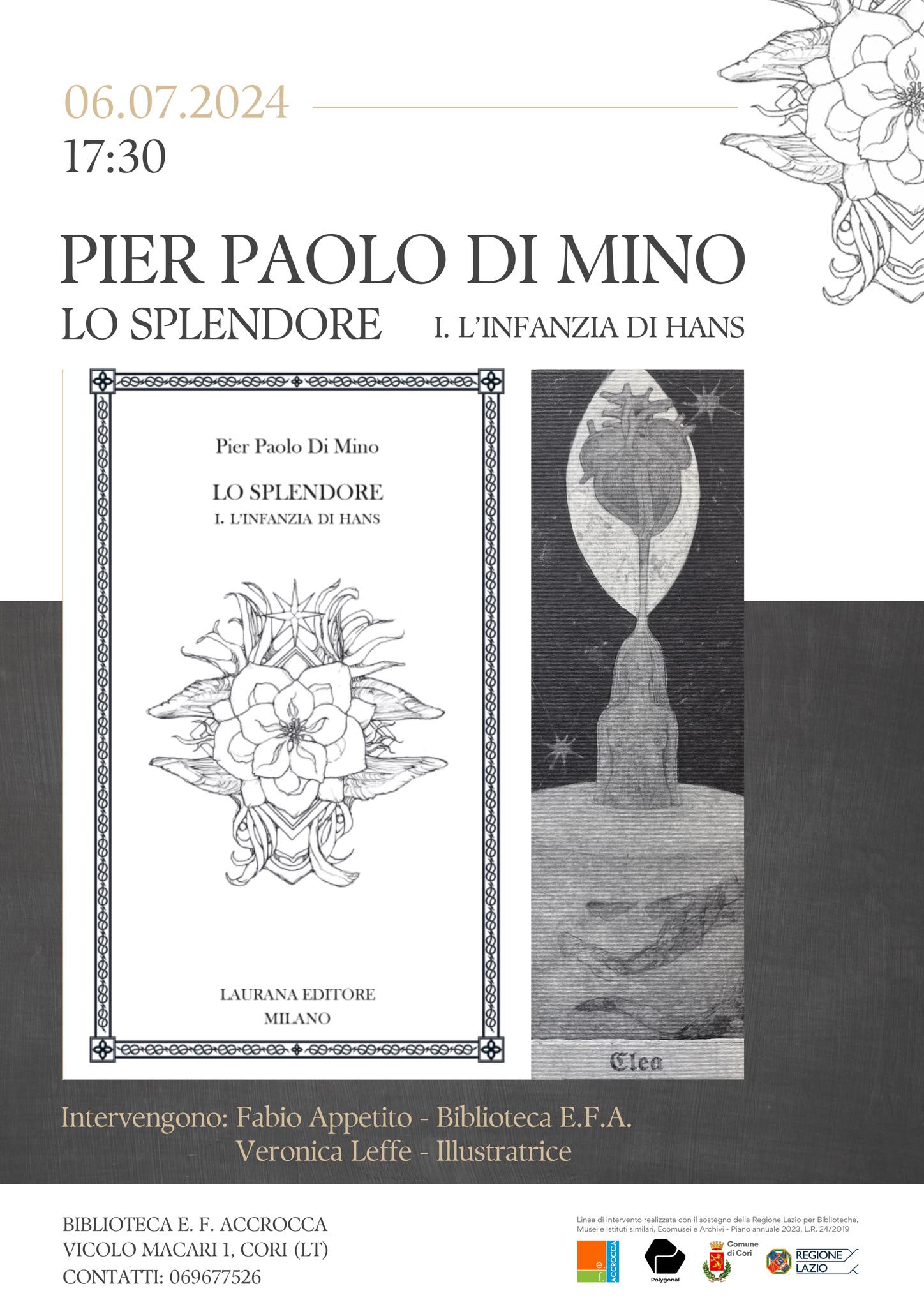 Cori: presentazione del libro "lo splendore" di Pier Paolo di Mino @ biblioteca comunale di Cori