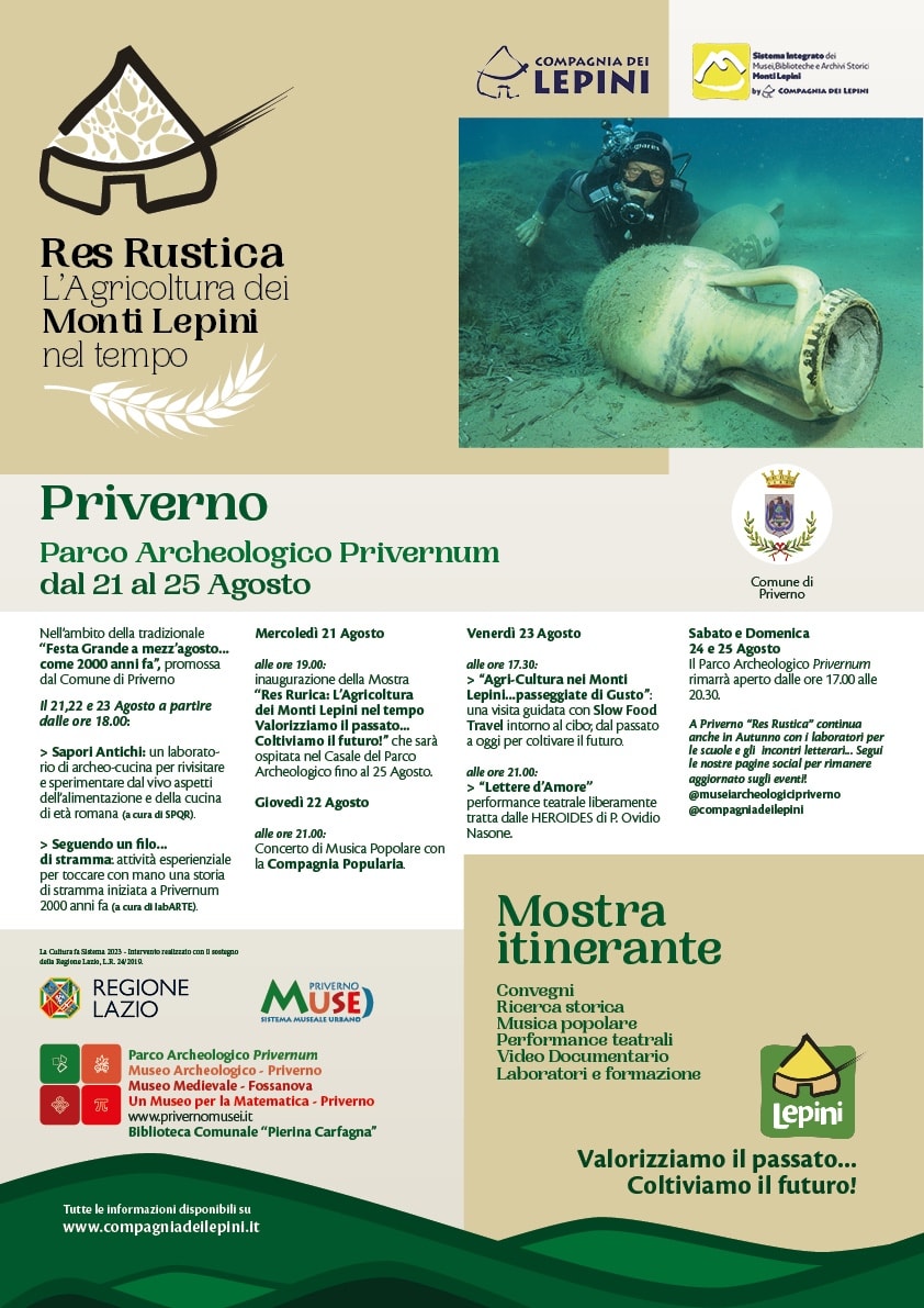 Comune di Priverno: Res Rustica- L'Agricoltura dei Monti Lepini nel Tempo @ Comune di Priverno, Parco Archeologico Privernum