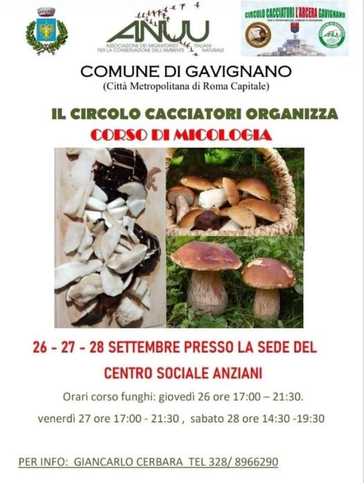 Gavignano: corso di micologia @ Centro sociale anziani, Gavignano